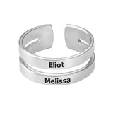 Two Name 925 Sterling Silver Personalized Ring Engraved Name Ring