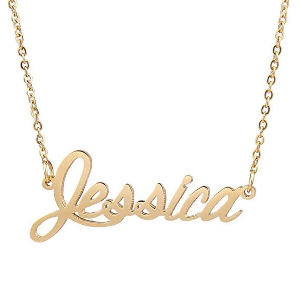 "Jessica"-Copper/925 Sterling Silver Personalized Name Necklace Adjustable Chain 16"-20"