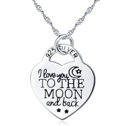 Sterling Silver I Love You to The Moon and Back Necklace 18"