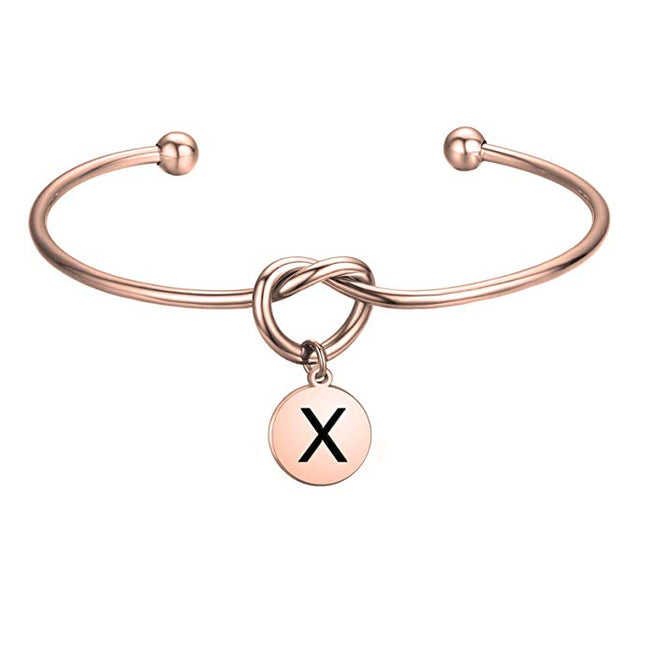 Copper Simple Love Knot with initial Personalized Engraved Bangle