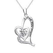 Mom Necklace Sterling Silver I Love You Mom Jewelry Women Gift 18"