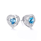 Birthstone Halo Heart Stud Earrings Blue Heart Shaped Crystals from Crystal