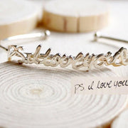 925 Sterling Silver PersonalizedHandwriting Bangle Adjustable 6”-7.5”