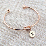 Copper Simple Love Knot with initial Personalized Engraved Bangle