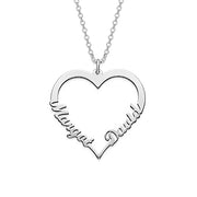 Copper/925 Sterling Silver Personalized Classic HeartName Necklace with Two Names-Adjustable 16”-20”