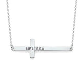 Copper/925 Sterling Silver Personalized Simple Cross Name Necklace- Adjustable 18”-20”