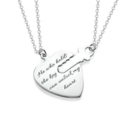 Key To Heart Copper/925 Sterling Silver PersonalizedEngravable Necklace-Adjustable 16”-20”