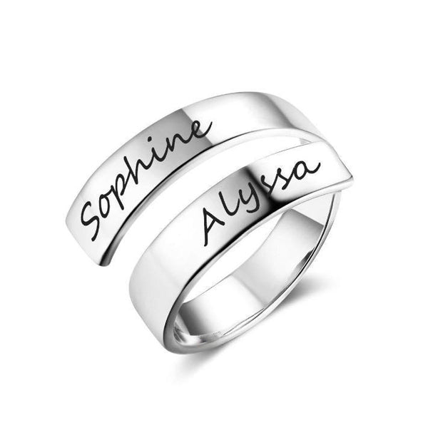 Copper/925 Sterling Silver Personalized Spiral Twist Engraved Names Ring