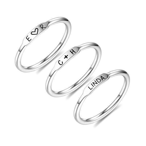 Copper/925 Sterling Silver Personalized Engraved Bar Rings
