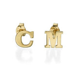 925 Sterling Silver Personalized Initial Stud Earrings