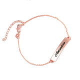 Copper/925 Sterling Silver Personalized Name Bar Bracelet Length Adjustable 6”-7.5”