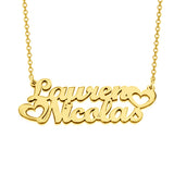 ❤Lauren Nicolas❤ - 925 Sterling Silver Personalized Double Name Necklace with Cut Out Heart Adjustable 16”-20”