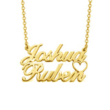 Test-Copy of 10K/14K Gold Personalized Double Names Necklace with A Cut Out Heart Adjustable 16”-20”