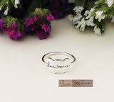 Copper/925 Sterling Silver Personalized Handwriting Double Heart Engraved Ring