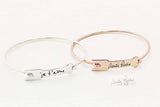 925 Sterling Silver Personalized Signature/Handwriting Arrow Bangle