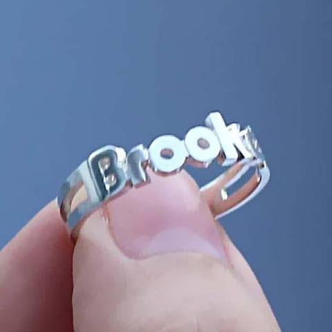 "Linda" Style-Copper/Sterling Silver Personalized  Name Ring