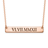 Copper/925 Sterling Silver Personalized Number Bar Necklace  Adjustable 18”-20”