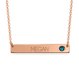 Copper/925 Sterling Silver Personalized Bar Necklace with Birthstone Adjustable 16”-20”