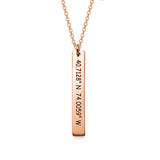Copper/925 Sterling Silver Personalized Vertical Coordinates Bar Necklace  Adjustable 16”-20”