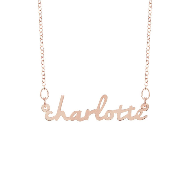 Charlotte - Personalized Name 925 Sterling Silver Necklace Adjustable 16”-20”-Plated Rose Gold