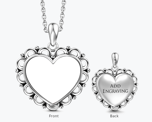 Engravable Heart Photo Locket With Chain