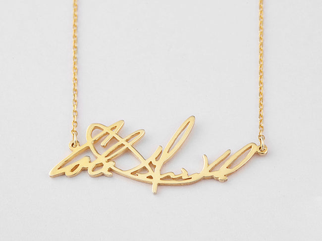 Sterling Silver Personalized Signature Necklace - Plated Yellow Gold