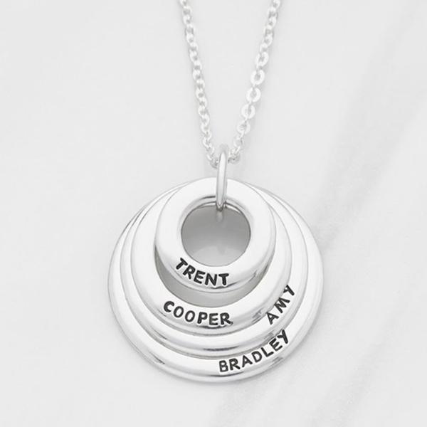 Copper/925 Sterling Silver Personalized Grandma Necklace With Grandchildren's Names Adjustable 16”-20”- 4 Rings