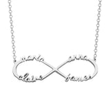 Copper/925 Sterling Silver Personalized  Infinity Name Necklace With 4 Names Adjustable 16”-20”