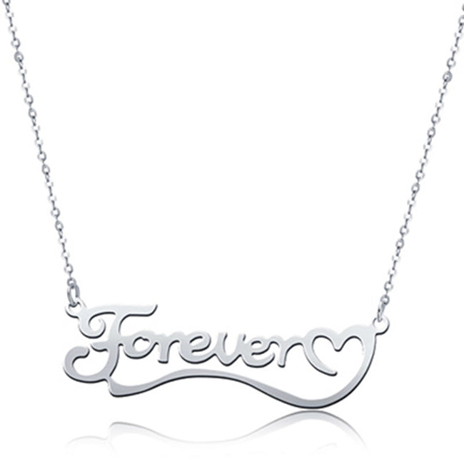 Love You Forever 925 Sterling Silver Personalized Classic Name or Text  Necklace Adjustable 16”-20”