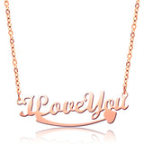I Love You 925 Sterling Silver Personalized Classic Name or Text  Necklace Adjustable 16”-20”