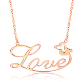 925 Sterling Silver Personalized Classic Name or Text Necklace with Rose Adjustable 16”-20”