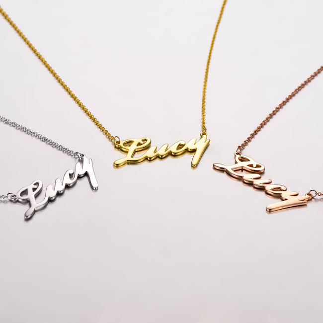 Lucy - 925 Sterling Silver Personalized Classic Name Necklaces Adjustable Chain 16”-20"