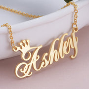 Ashley - Copper/925 Sterling Silver Personalized Name Crown Necklace Adjustable 18”-20”