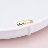 Copper/Sterling Silver Personalized Oval Text Signet Engraved Ring