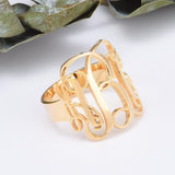 Copper/925 Sterling Silver Personalized Script Monogram Signet Ring