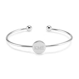 925 Sterling Silver Personalized Engravable Monogram Circle Signet Cuff Adjustable 6”-7.5”