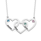 Copper/925 Sterling Silver Personalized Intertwined Hearts Necklace with Birthstones