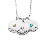 Copper/925 Sterling Silver Personalized Mother's Disc and Birthstone Necklace