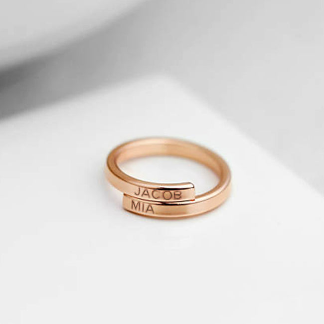 Copper/925 Sterling Silver Personalized Initials Best Friend Engraved Ring