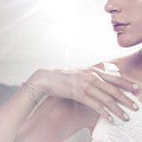 Sterling Silver Infinity Love Heart Combined Elegant Bangle Bracelet