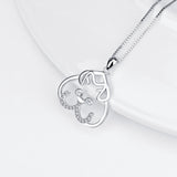 925 Sterling Silver Lovely Bear Smile Pendant With Chain Necklace