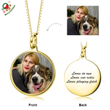 Christmas Gift-Sterling Silver/14K Gold Personalized Color Photo with Name/Text in Round Pendant Necklace