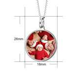Personalized  925 Sterling Silver Adjustable 16”-20” Color Photo with Name/Text Necklace