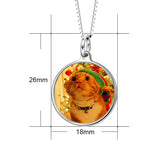 925 Sterling Silver Personalized Color Photo with Name/Text in Round Pendant Necklace Adjustable 16”-20”