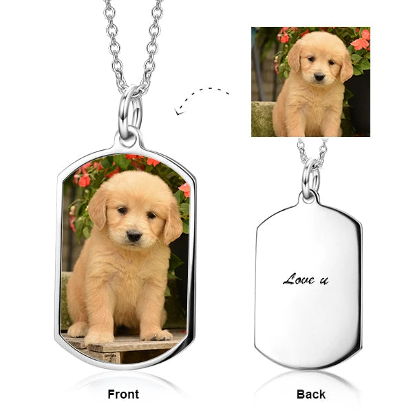 Pets Color Photo 925 Sterling Silver Personalized Necklace Adjustable 16”-20”