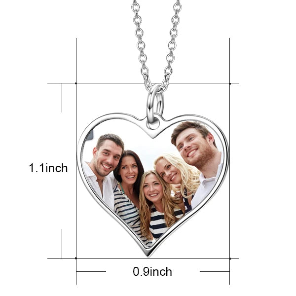 Copper/ 925 Sterling Silver Love Heart Personalized Color Photo Necklace Adjustable 16”-20”