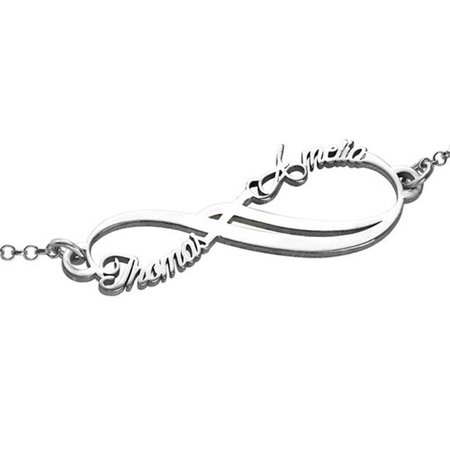 925 Sterling Silver Personalized Infinity 2 Names Bracelet Adjustable 6”-7.5”