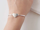 925 Sterling Silver Personalized Love Heart Signature Bangle