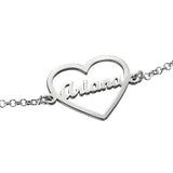 Heart 925 Sterling Silver Personalized Name Bracelet Length Adjustable 6”-7.5”