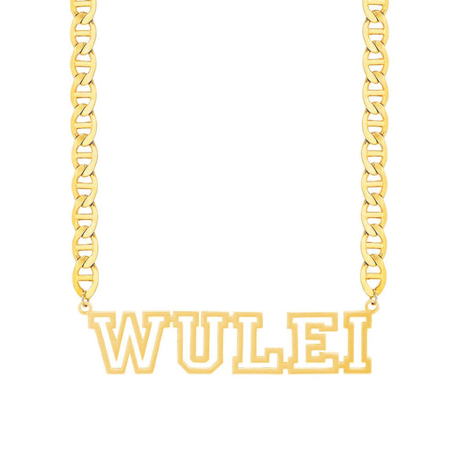 Hollow Letter Nameplate Pendant Personalized Custom Gold Plated Name Necklace